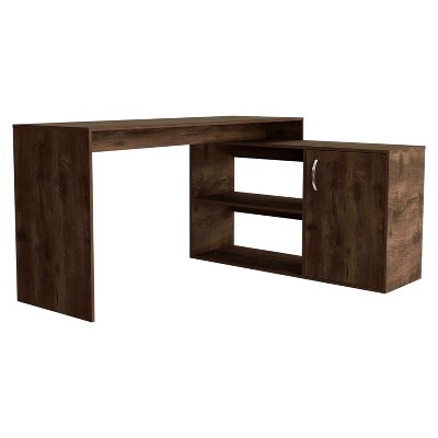 NicBex 59.6 Inch L-Shaped Computer Home Office Desk with 2 Open Shelves and 1 Cabinet