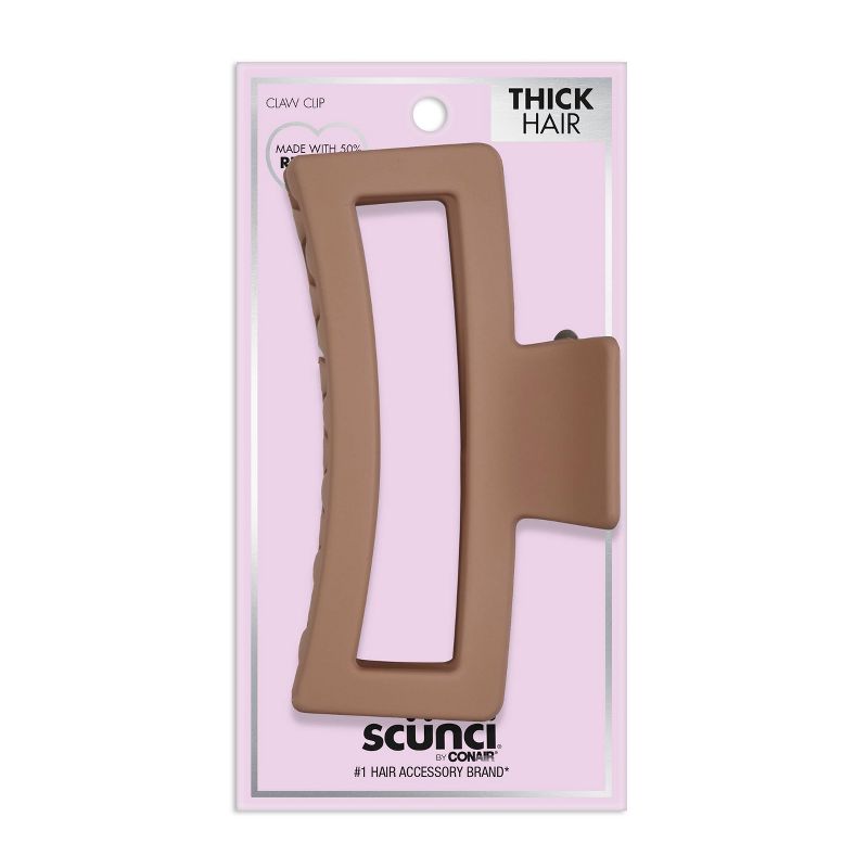 sc&#252;nci Recycled Large Open Rectangle Claw Clip - Matte Beige - Thick Hair, 1 of 9