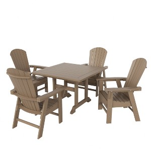 WestinTrends 5 Piece Outdoor Patio Dining Square Table and Shell Back Armchair Set - 1 of 2