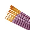 Unique Bargains Paint Brush Setfor Watercolor Nylon Bristles with Aluminum Ferrule and Wood Shaft 10 Pcs - 3 of 3