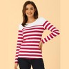 INSPIRE CHIC Women's Color Block Round Neck Long Sleeves Striped Basic T-Shirt - 2 of 4