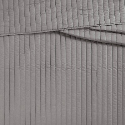 Gray King Cotton Percale Quilt Set with Shams