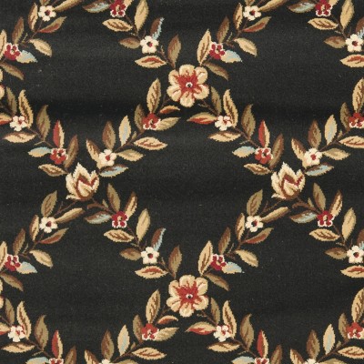 Black and Brown Floral Border 4' x 6' Synthetic Area Rug