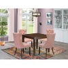 5-Piece Mahogany Finish Solid Wood Top - Square Upholstered Dining Room Set - Seats 4 - 2 of 4