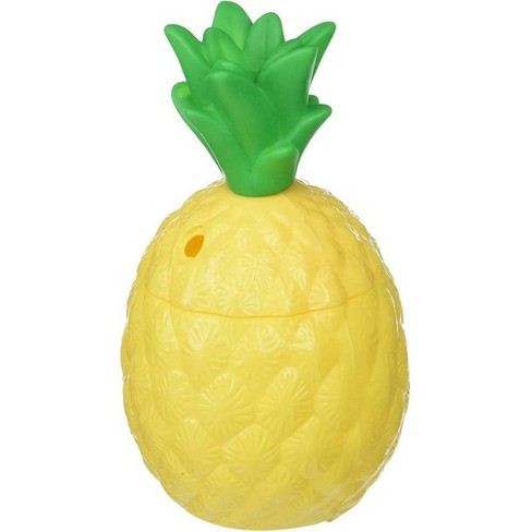 Zodaca 12 Pack Plastic Pineapple Cups with Lids and Straws for Hawaiian Party (10 oz)