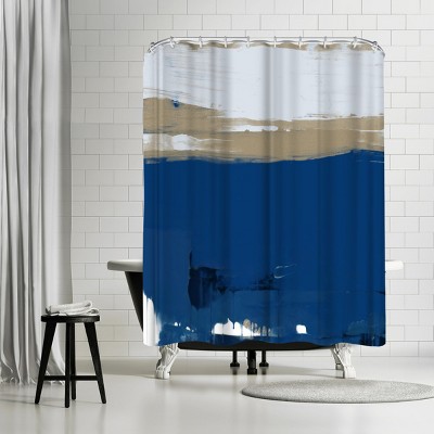 Americanflat White And Blue Abstract by Kasi Minami 71" x 74" Shower Curtain