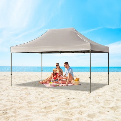 Infurnic Canopies and Gazebos, Instant Setup Shade for Camping, Parties or Outdoor Events, Easy to Set Up and Take Down, Beige，180"*120"*132"