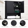Wood Wall Mounted Bathroom Storage Cabinet with Adjustable Shelf and Towel Bar, Black - 2 of 4