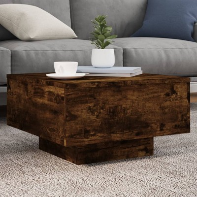 vidaXL Coffee Table with LED Lights Smoked Oak 21.7 in.x21.7 in.x12.2 in.
