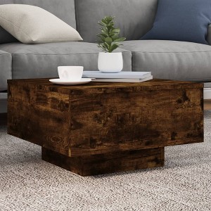 vidaXL Coffee Table with LED Lights Smoked Oak 21.7 in.x21.7 in.x12.2 in. - 1 of 4