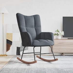 CLIHOME Modern Compact 30.7" Wide Velvet Rocking Chair,Ergonomic Rocker with Steel Frame & Rubber Wood Legs,Plush Accent Chair for Living Room - 1 of 4