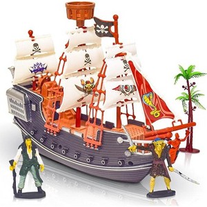 ArtCreativity 10" Pirate Boat Toy with 2 Pirate Action Figures & Tree - 1 of 4