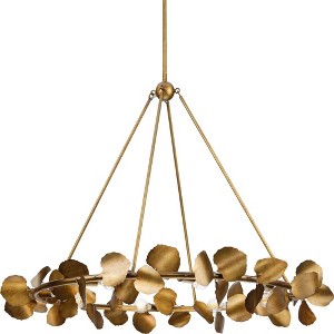 Progress Lighting, Laurel Collection, 8-Light Chandelier, Gold Ombre, Hand-Painted Leaves, Steel - 1 of 3