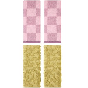 REGALWOVEN 4 Pcs Bathroom Cotton Face Decorative Hand Towel Set - 1 of 4