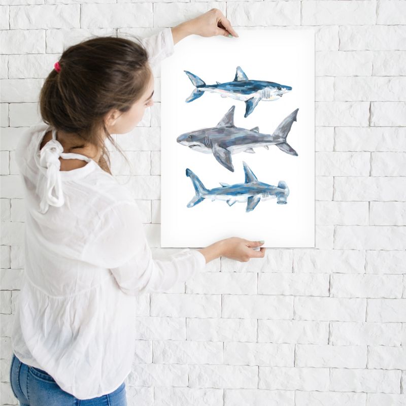 Americanflat Animal Minimalist Painted Shark Trio 1 By Jetty Home Poster Art Print, 3 of 7