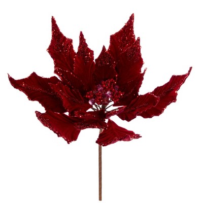Vickerman Double Sided Artificial Velvet Poinsettia Pick