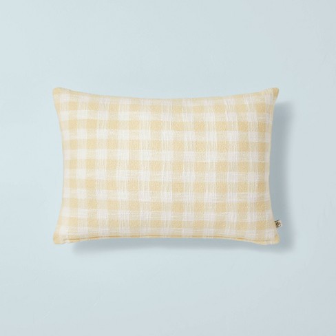 14"x20" Gingham Lumbar Throw Pillow Ivory/Cream - Hearth & Hand™ with Magnolia - image 1 of 4