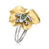 Ross-Simons Sterling Silver and 18kt Gold Over Sterling Frog Ring With Tsavorites - 3 of 4