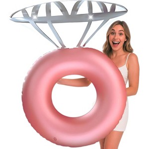 Jasonwell Inflatable Diamond Ring Floatie for Bachelorette Party, Engagement & Bridal Shower Decor, Rose Gold, Pack of 1 - 1 of 4