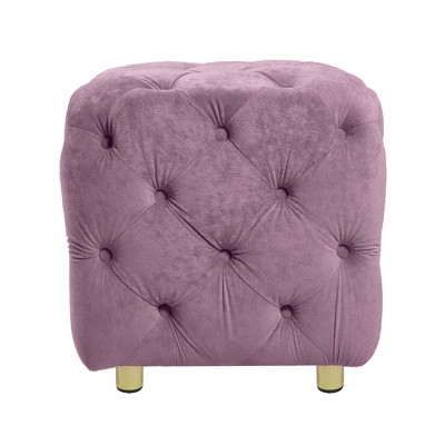 FURNIinspire Ottomans and Benches Velvet Upholstered Ottoman with Modern Simple Fashion Design for Stylish Living, Purple, 18.9"*18.9"*17.32"