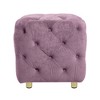 Grungis Modern Square Velvet Upholstered Ottoman, Exquisite Small End Table with Soft Foot Stool, Comfortable Seat for Living Room, Entrance, Purple - 3 of 4