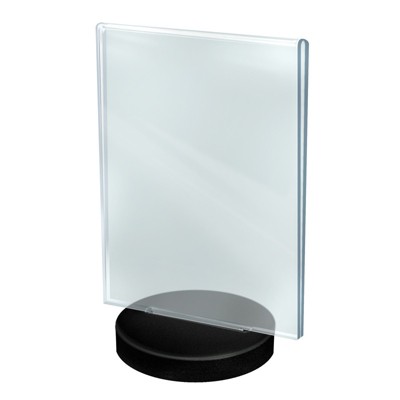 Clear Acrylic Vertical Desktop Holder with Weighted Round Base, 8.5" x 11"