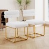 Kumasinova Set of 2 White Teddy Fabric Dining Chairs,Plush Kitchen Chairs with Golden Metal Legs,Ergonomic Backrest,Chairs for Dining Room,Living Room - 2 of 4