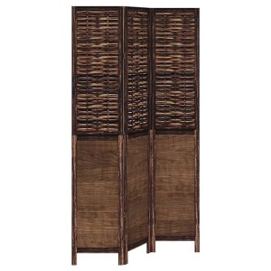 vidaXL Paulownia Wood Partition Screen 3 Panels Dark Brown - 1 of 4