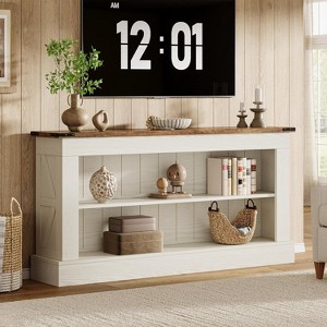 Tribesigns Farmhouse TV Stand for 70-Inch TV, 63" Entertainment Center with Storage, Modern Media Console Table for Living Room, Bedroom (White) - 1 of 4