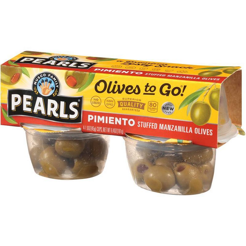 Pearls Olives-to-Go Pimiento Stuffed Olives - 4ct, 4 of 7