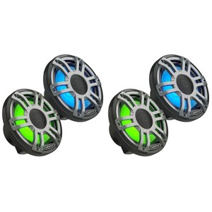 Hertz 2 Pair HMX 7.7 S-LD-G 7.7" Hi-End LED Marine Coaxial Speakers, 200W Peak, 4Ω, IP65 Water-Resistant, Sport Grille, UV & Salt Fog Certified - 1 of 4