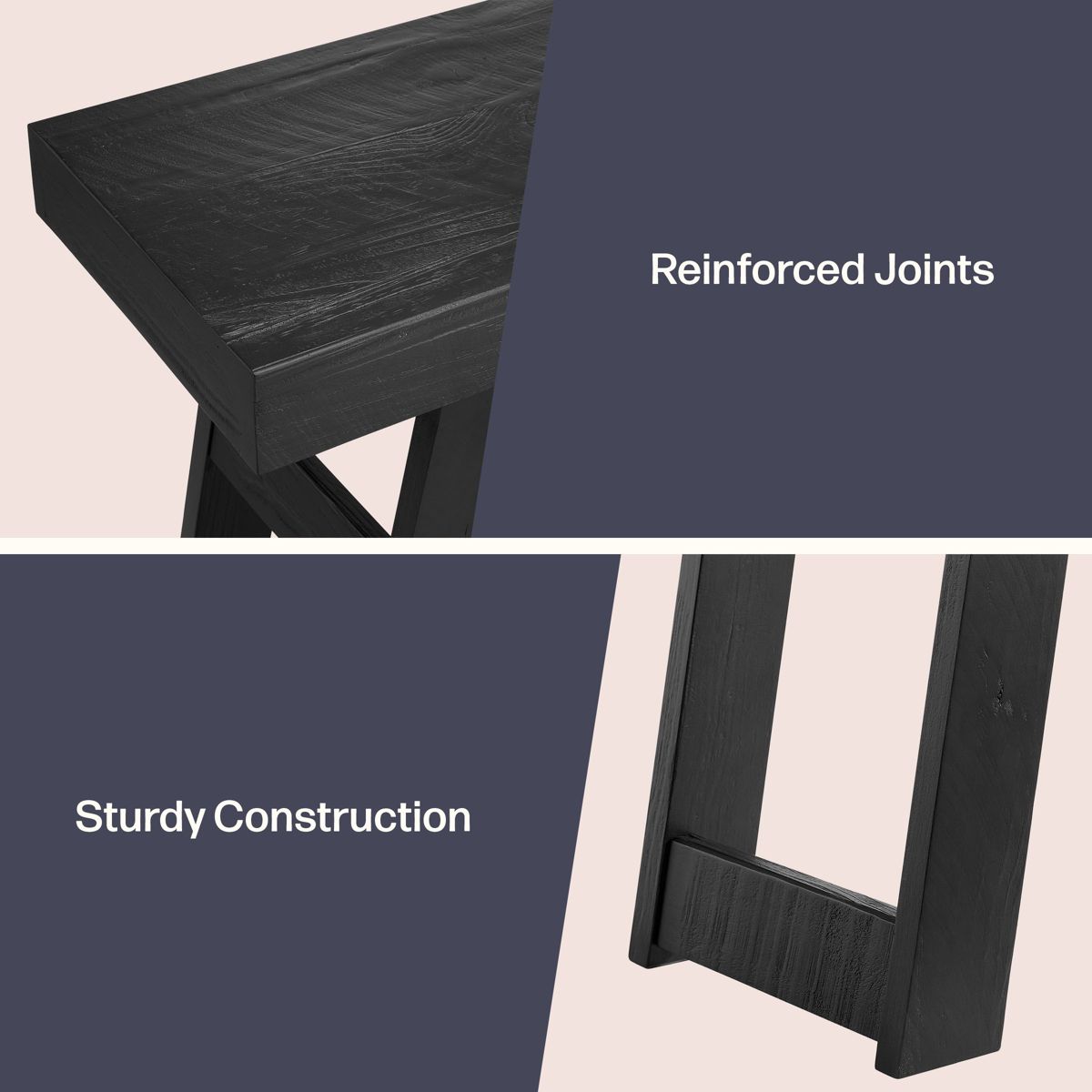 Alaterre Furniture Lawas Solid Wood Console Table - 56 Inch Modern Farmhouse Entryway Table - thumbnail 5