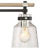 Possini Euro Design Broadway Modern Industrial Wall Light Black Faux Wood Hardwire 32" 4-Light Fixture Clear Seedy Glass for Bedroom Bathroom Vanity - 3 of 4
