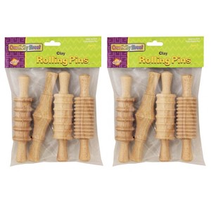 Creativity Street® Wood Rolling Pin Set, 4 Patterns, 6", 4 Per Set, 2 Sets - 1 of 3