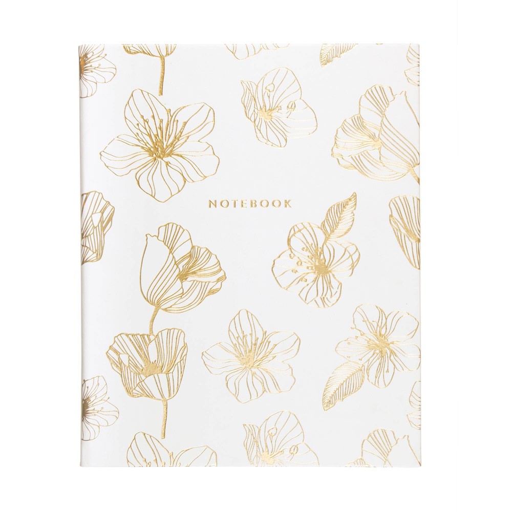 4 pack of case different colors Ruled Journal Floral Outline White 8" x 10" - Eccolo