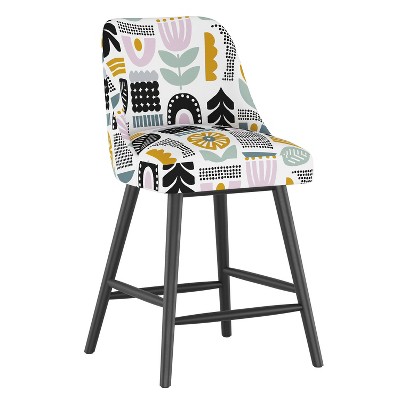 Sherrie Counter Height Barstool Botanical Helsinki Block Lavender - Skyline Furniture