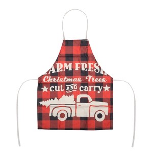 Unique Bargains Christmas Aprons Linen Red Black Beige 21.65"x26.77" 1 Pcs - 1 of 4
