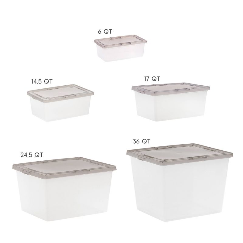 IRIS 8pk 4.25 Gallon Snap Top Plastic Storage Box Clear with Gray Lid, 4 of 10