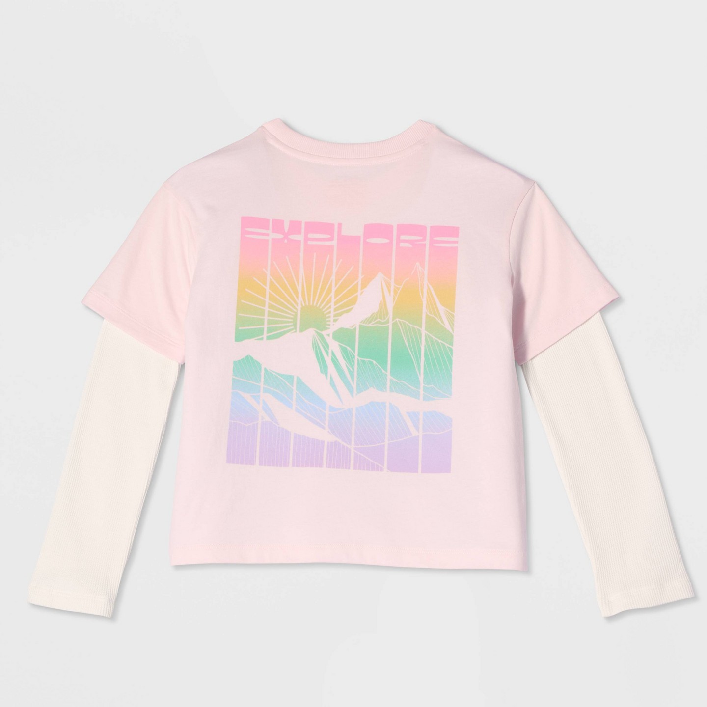 Футболка Cat & Jack Twofer Long Sleeve Relaxed Fit 'Explore' Graphic T-Shirt для девочек, цвет: Розовый — фото 3