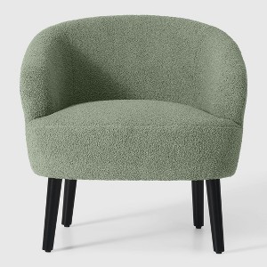 WestinTrends Alexandria 29" Wide Mid Century Modern Faux Shearling Barrel Accent Arm Chair - 1 of 4