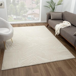 Luxe Weavers Floral Palm Leaf Cream Indoor Area Rug - 1 of 4