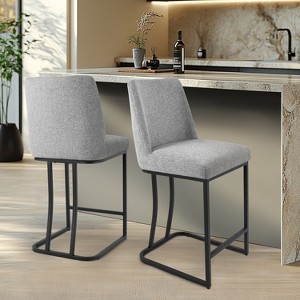 Vatros Upholstered Counter Stool with Metal Frame Linen Bar Stools - 1 of 4