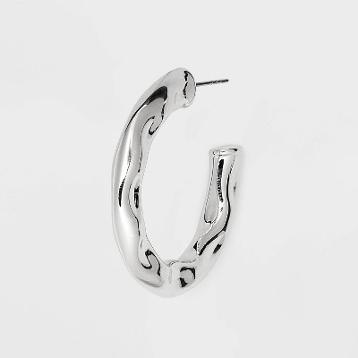 Hammered Tube Hoop Earrings - Universal Thread&#8482; Silver