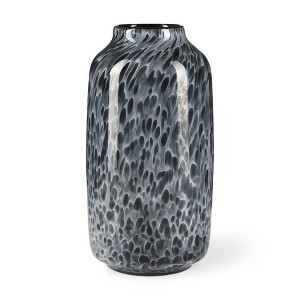 HomeRoots 12" Black Mottled Cylinder Glass Table Vase - 1 of 4