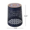 15" Tile Mosaic Lace-Cut Metal Outdoor End Table, Transitional Patio Accent Table, Patio Side Tables -Christopher Knight Home - 3 of 4