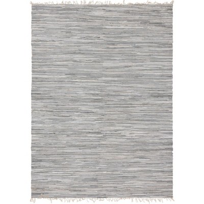 Gray Striped Handmade Braided Chindi Area Rug 9' x 12'