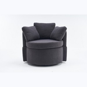 Vynxaria 31.5 Inch Beige Teddy Fabric Rotating Storage Accent Chairs with Back Cushions, 360' Degree Swivel,Ideal for Bedroom and Living Room - 1 of 4