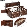 2-Piece Full Size Wood Platform Bed ,with Storage Drawers and Bookcase Headboard, Antique Brown - Baofuwish - 4 of 4