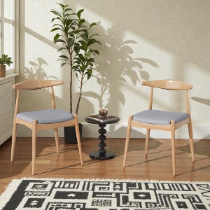 Mshliw Set of 2 Mid Century Modern Rubberwood Dining Chairs with Ergonomic Backrest and Cushioned Seat for Kitchen Dining Room - 1 of 4