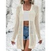 Coolmee Women's Crochet Lightweight Cardigan Cover Up Open Front Long Sleeve Summer Cardigans - 3 of 4